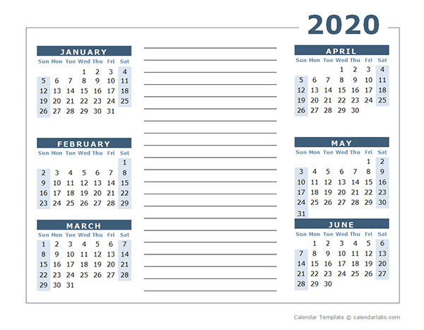 Blank Two Page Calendar Template For 2020 - Free Printable Templates  Two Page Year Planner