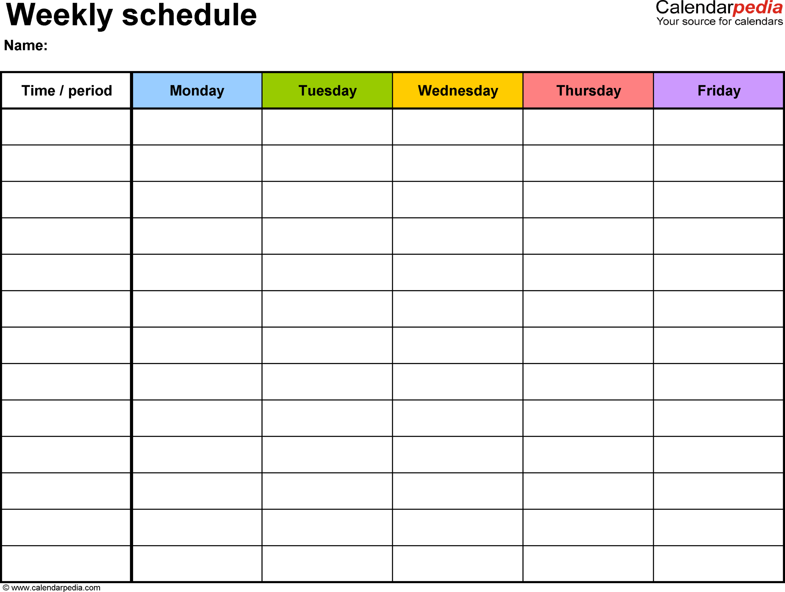 Blank Weekly Calendar Template  Printable Blank Calendar Page Template