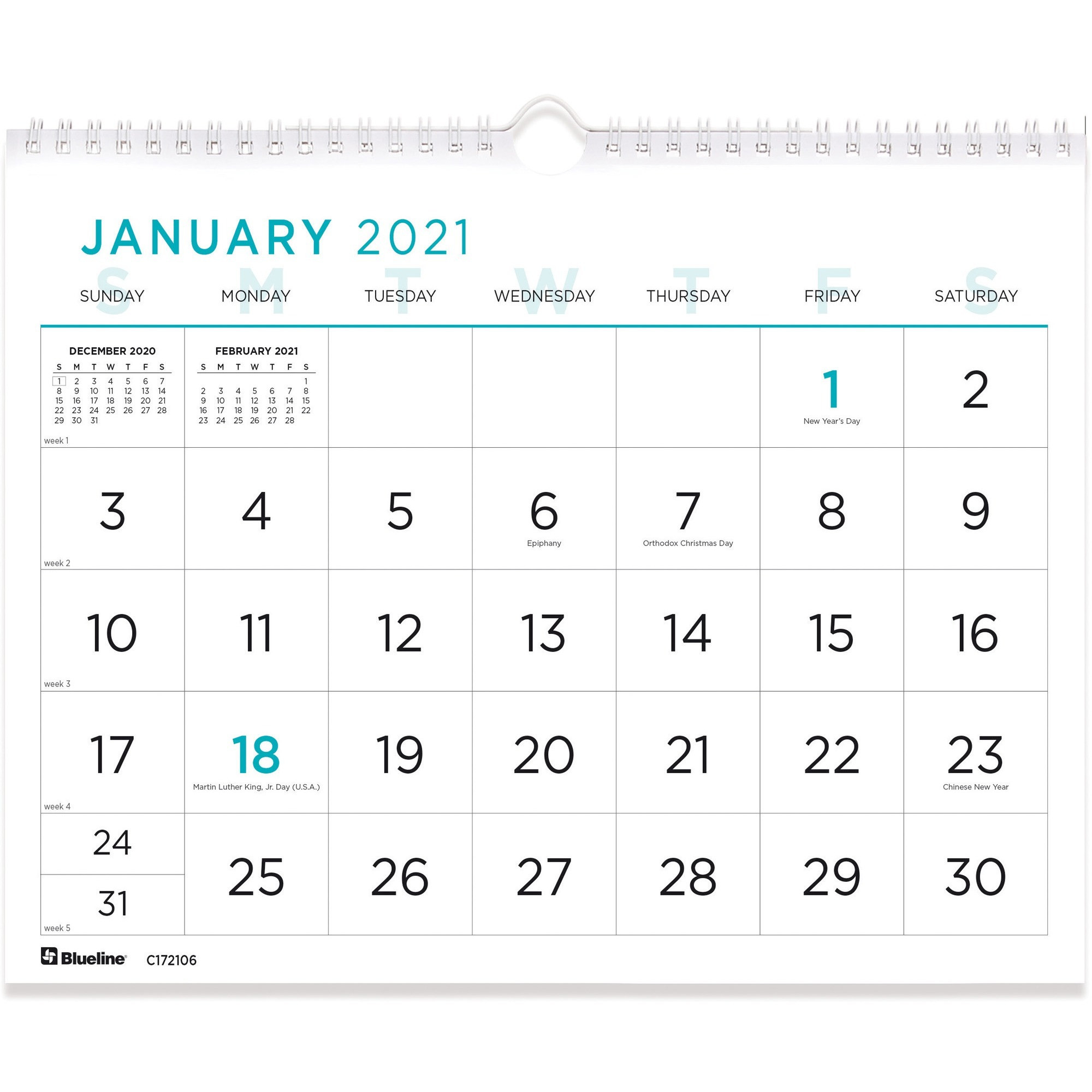 Blueline Large Print Wall Calendar - Walmart - Walmart  Free Printable Calendars Large Print