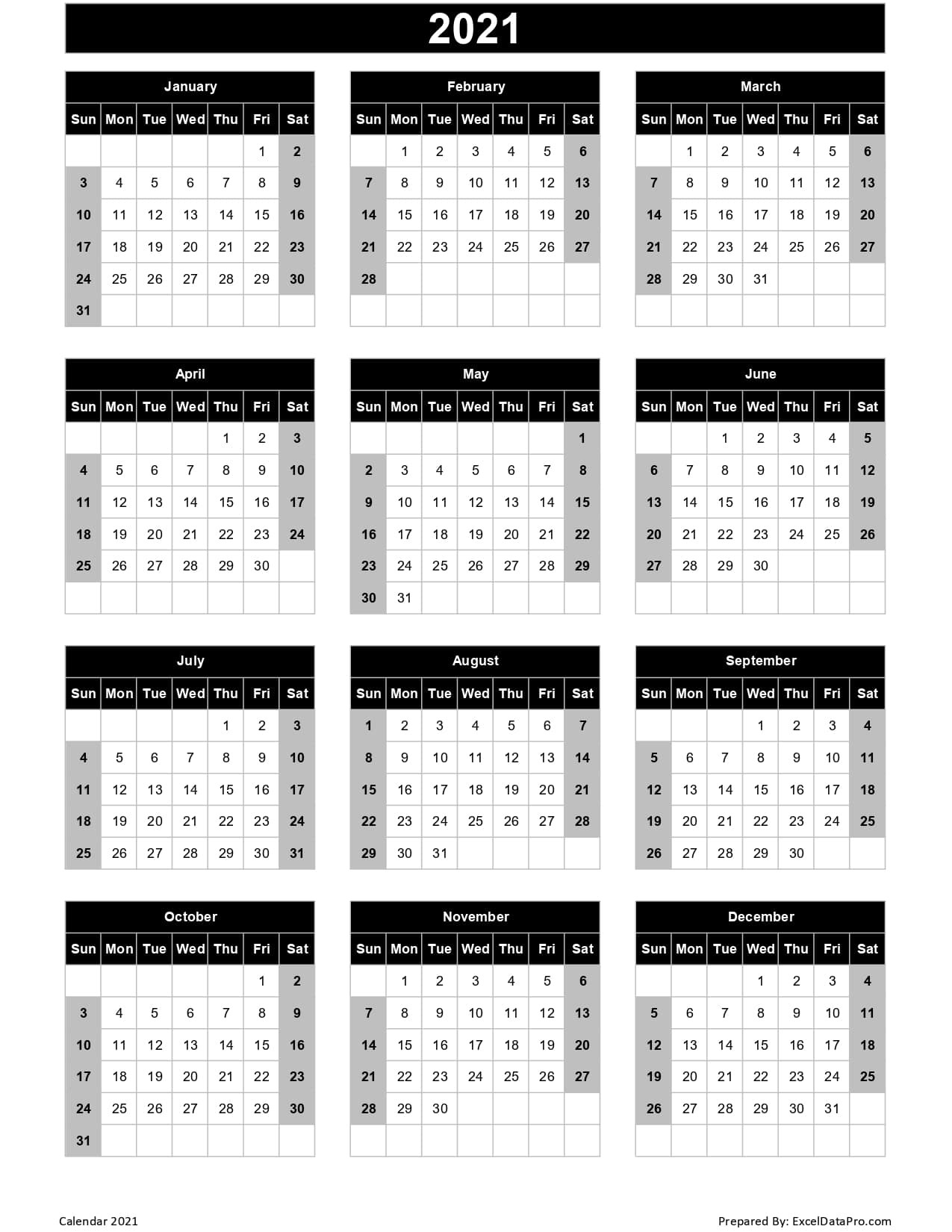 Calendar 2021 Excel Templates, Printable Pdfs &amp; Images  Printable 2021 2021 Depo Calendar