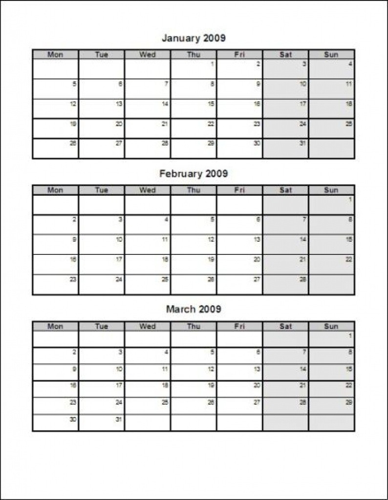 3 Month Calendar Template Template Calendar Design