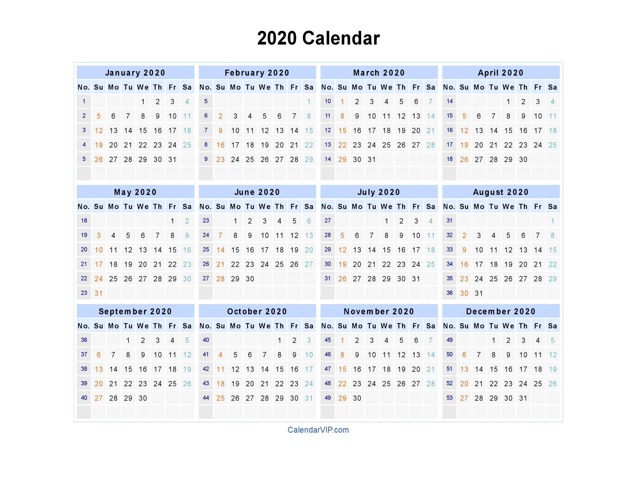 Calendar Templates 2020 Week Numbers | Example Calendar  Calendar By Week Number Pdf