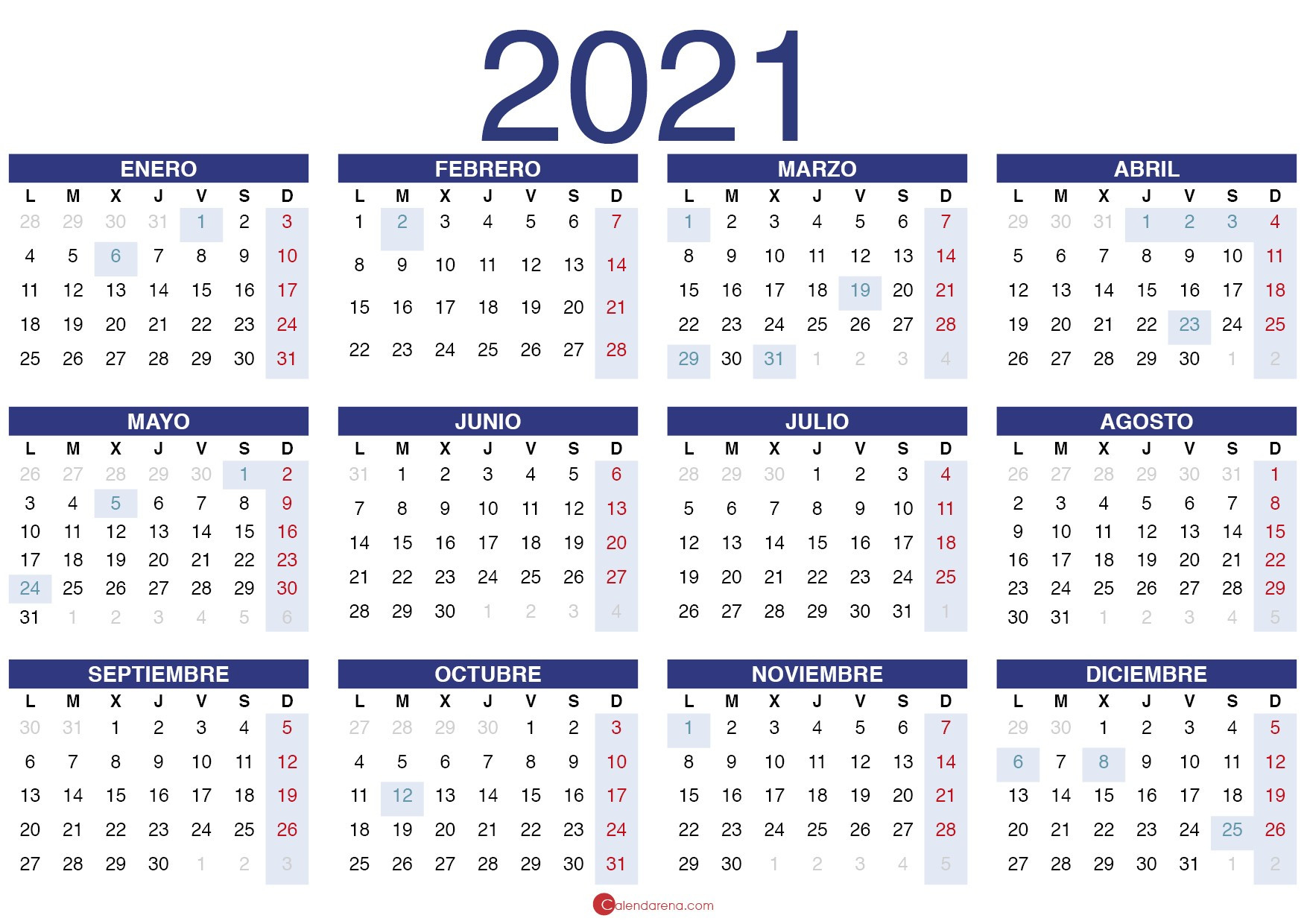Calendario 2021 Pdf  Calendario 2021 Con Las Semanas