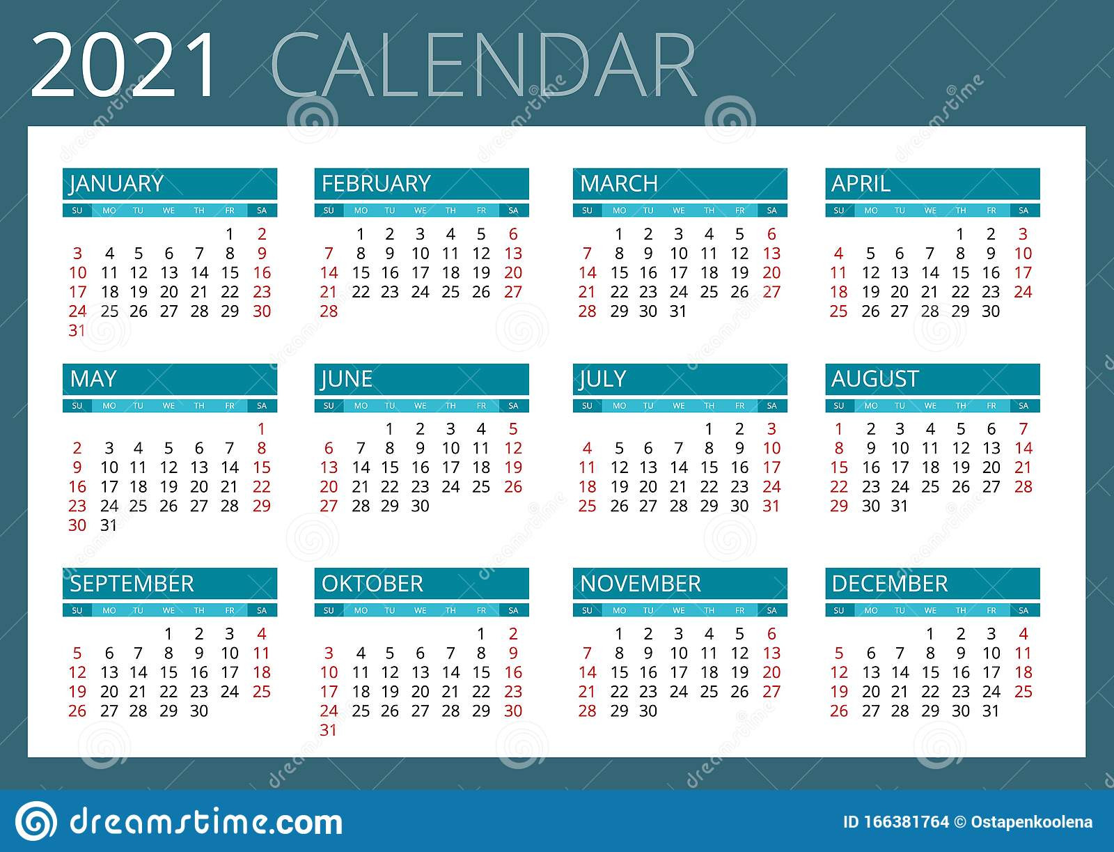 Calendario 2021 Con Las Semanas - Template Calendar Design