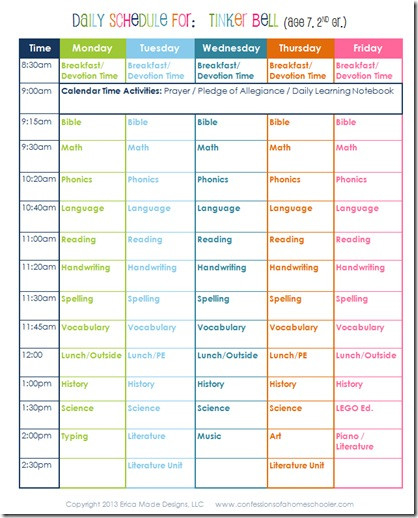 Daily Homeschool Schedule: 2Nd Grade - Confessions Of A  Free Printable Homeschool Daily Schedule