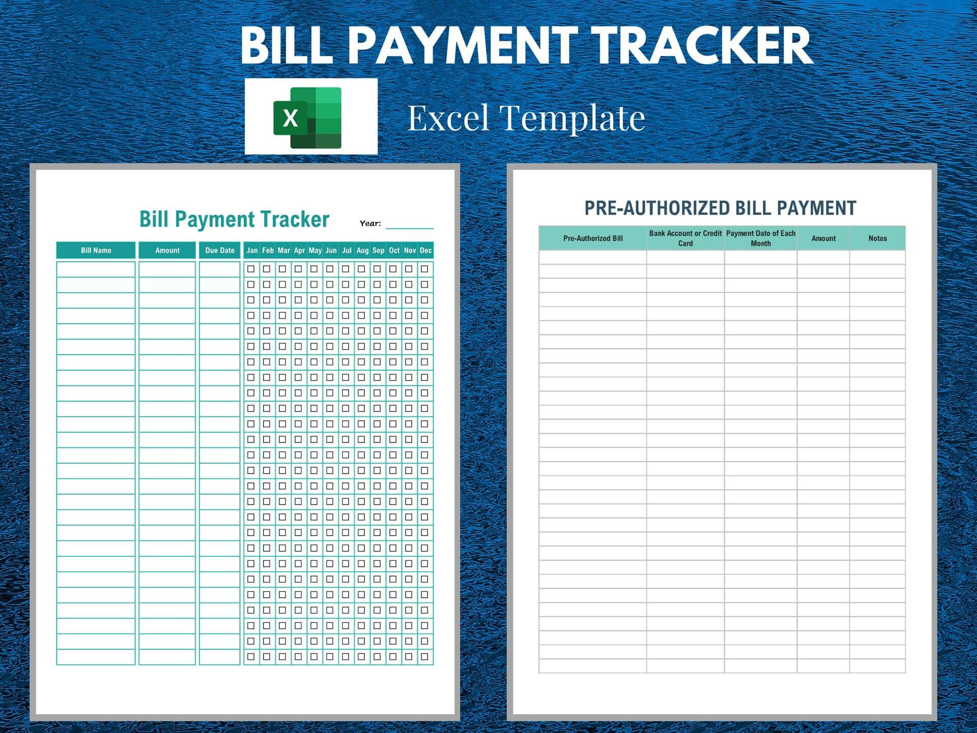 Dashboard Templates: Bill Payment Tracker  Fillable Bill Pay Worksheet