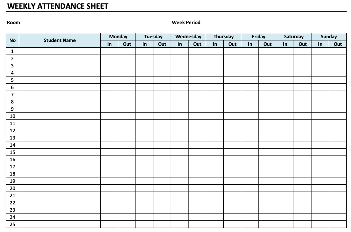 Monthly-Attendance-List - Template Calendar Design