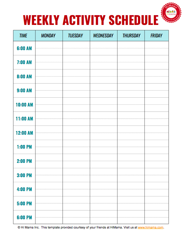 Daycare Daily Schedule &amp; Child Care Schedule Templates  Editable 7 Day Planner