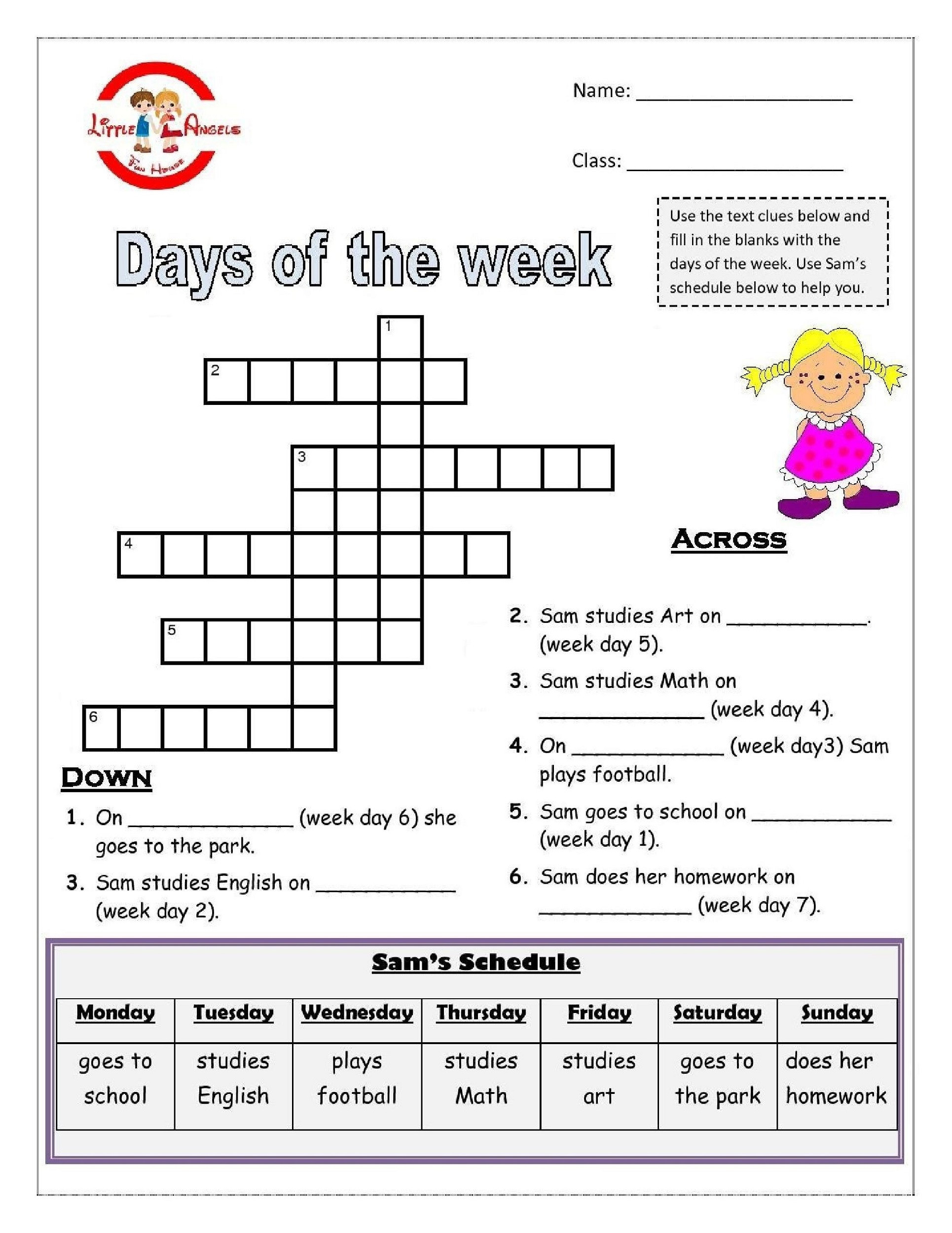 Days Of The Week Activities | Activity Shelter  Days Of The Week Grid For Workers Hours