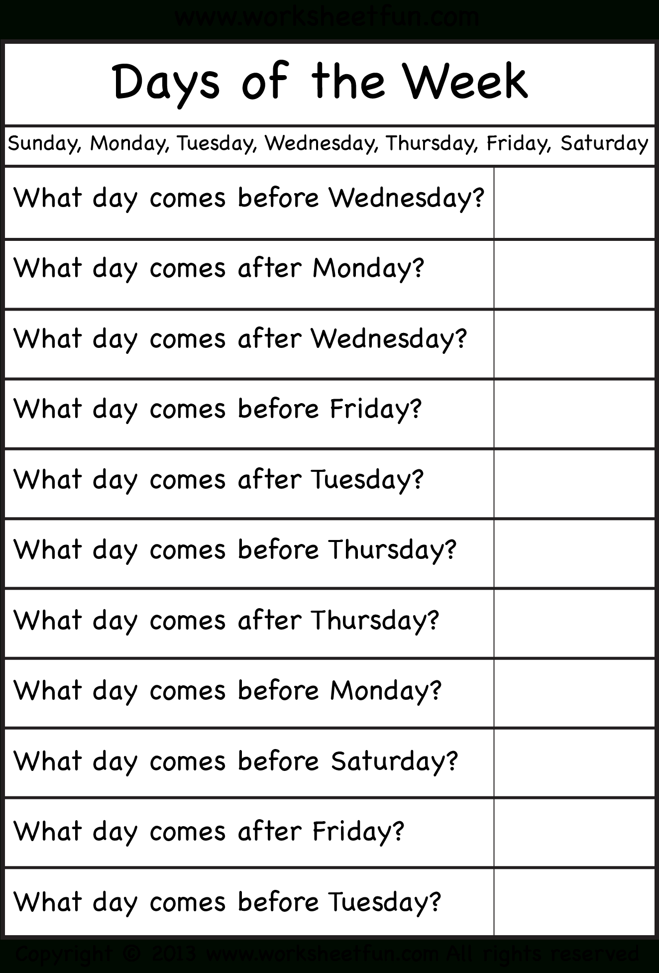 Days Of The Week - Worksheet / Free Printable Worksheets  Days Of The Week Grid For Workers Hours