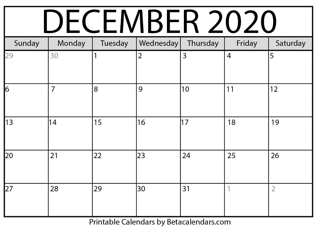 Dec 2020 Blank Calendars To Print Without Downloading  Print Free Blank Calendar Without Downloading