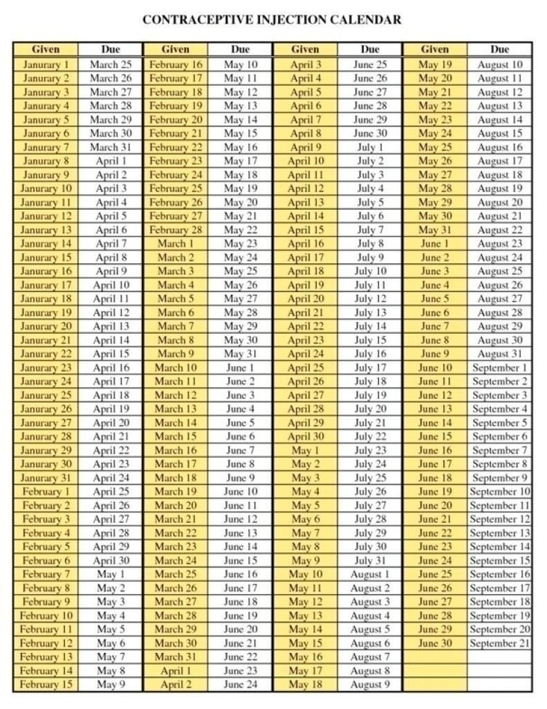 &quot;Depo Provera&quot; And &quot;Printable Calendar&quot; And 2021  Depo-Provera Shot Calendar 2021