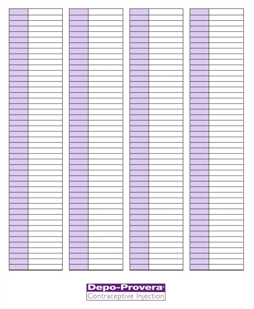 Depo Provera Perpetual Chart Template Calendar Design