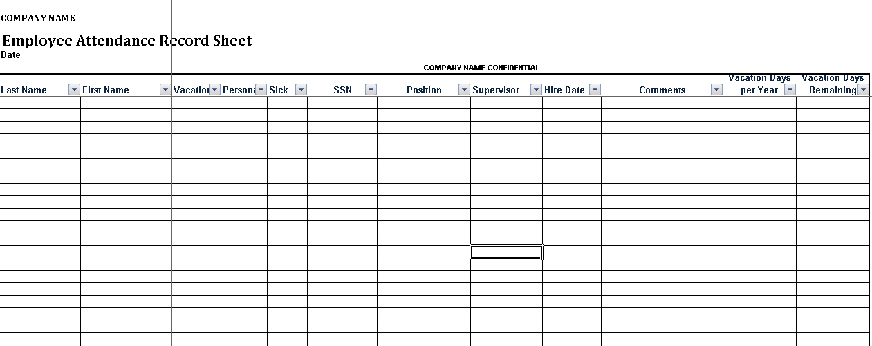 Free 2021 Absentee Sheet Template Calendar Design