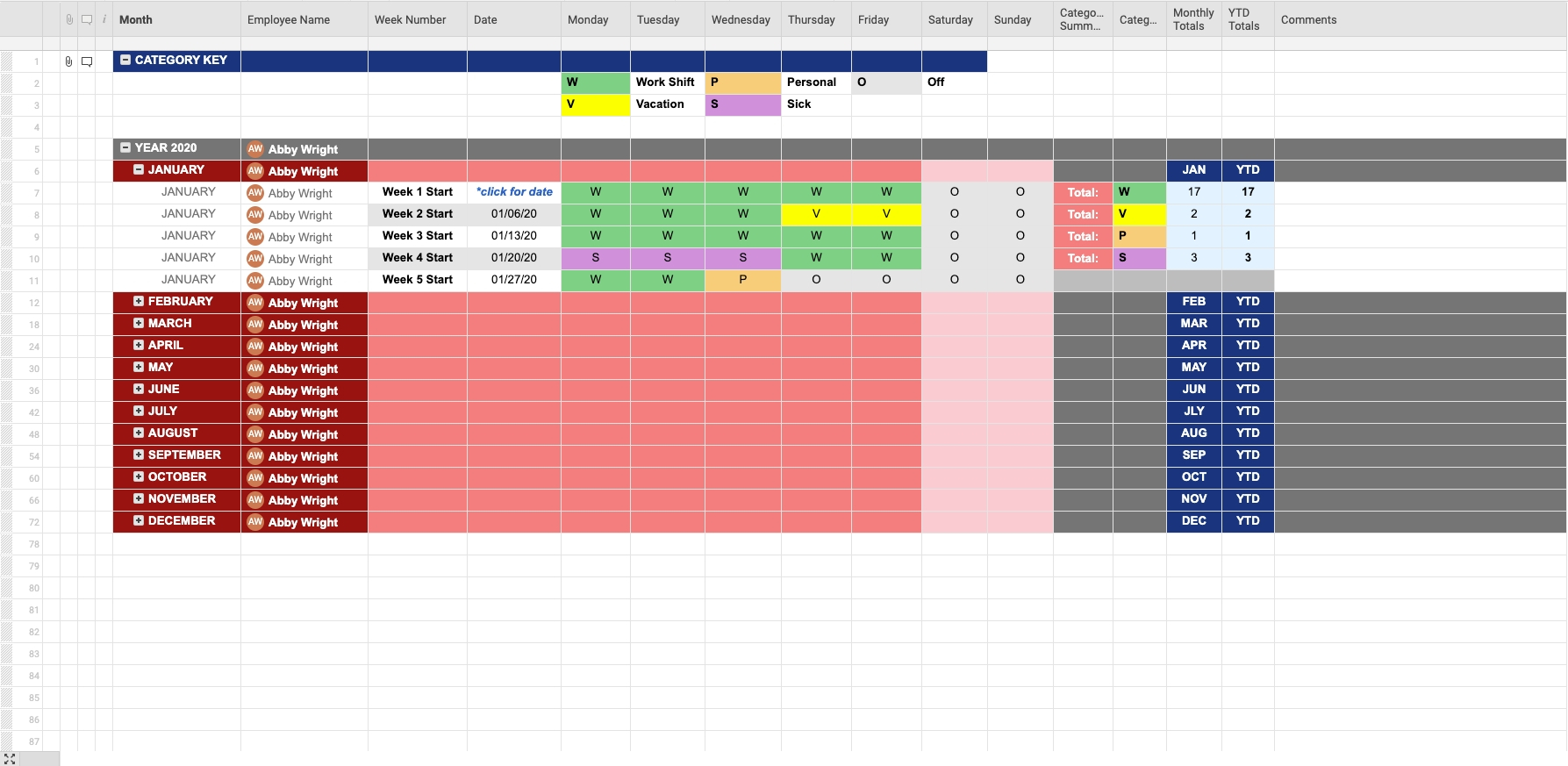 Employee Attendance Tracker 2021 | Calendar Template Printable  Free 2021 Absentee Sheet