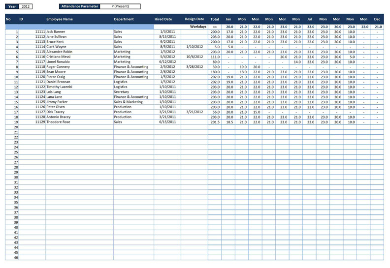 Employee Attendance Tracker » Exceltemplate  Employee Attendance Tracker