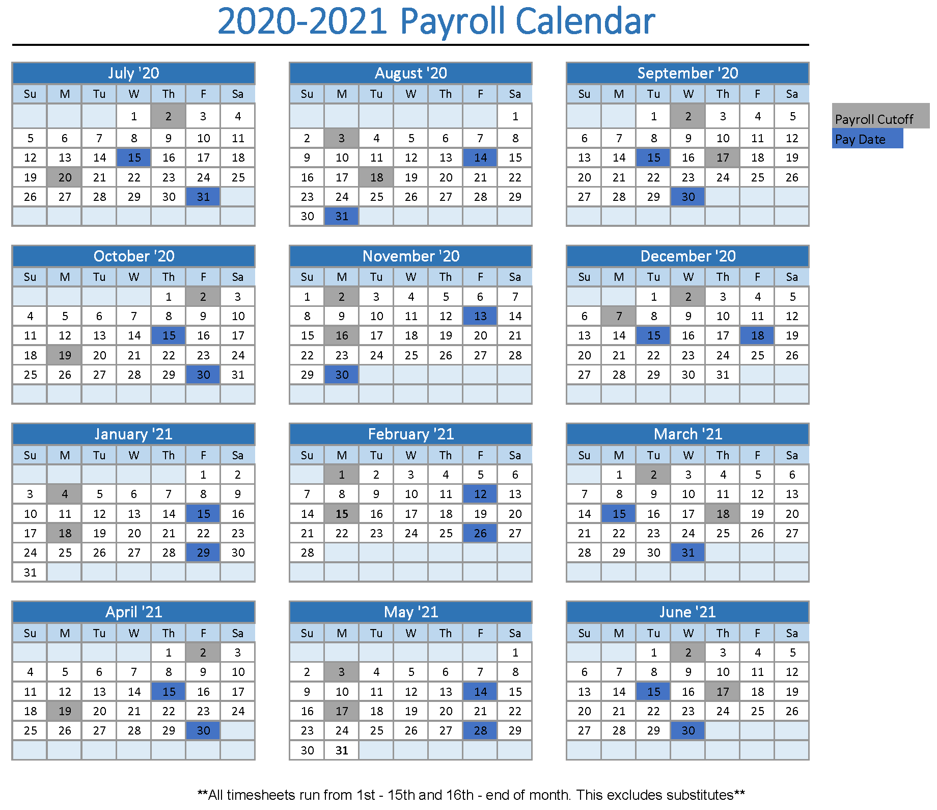 Federal Payroll Calendar 2021 Template Calendar Design