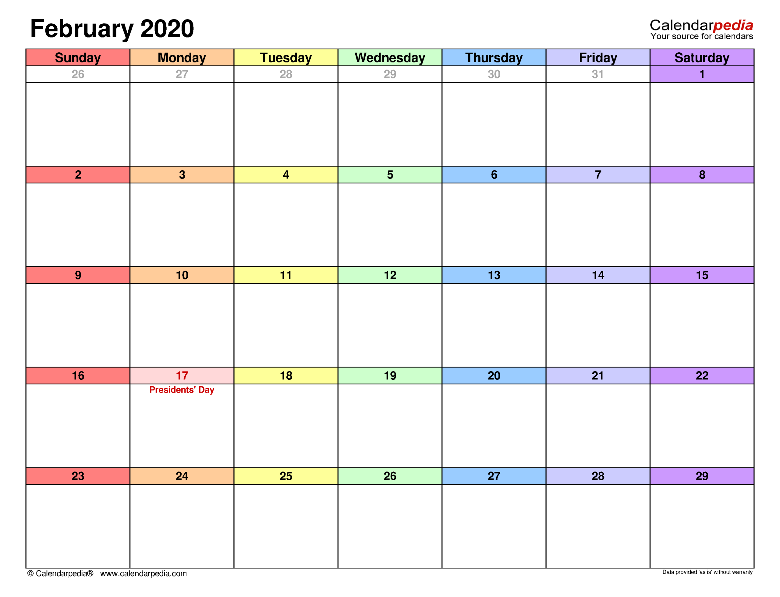 February 2020 Calendar | Templates For Word, Excel And Pdf  February 202 Calnedar