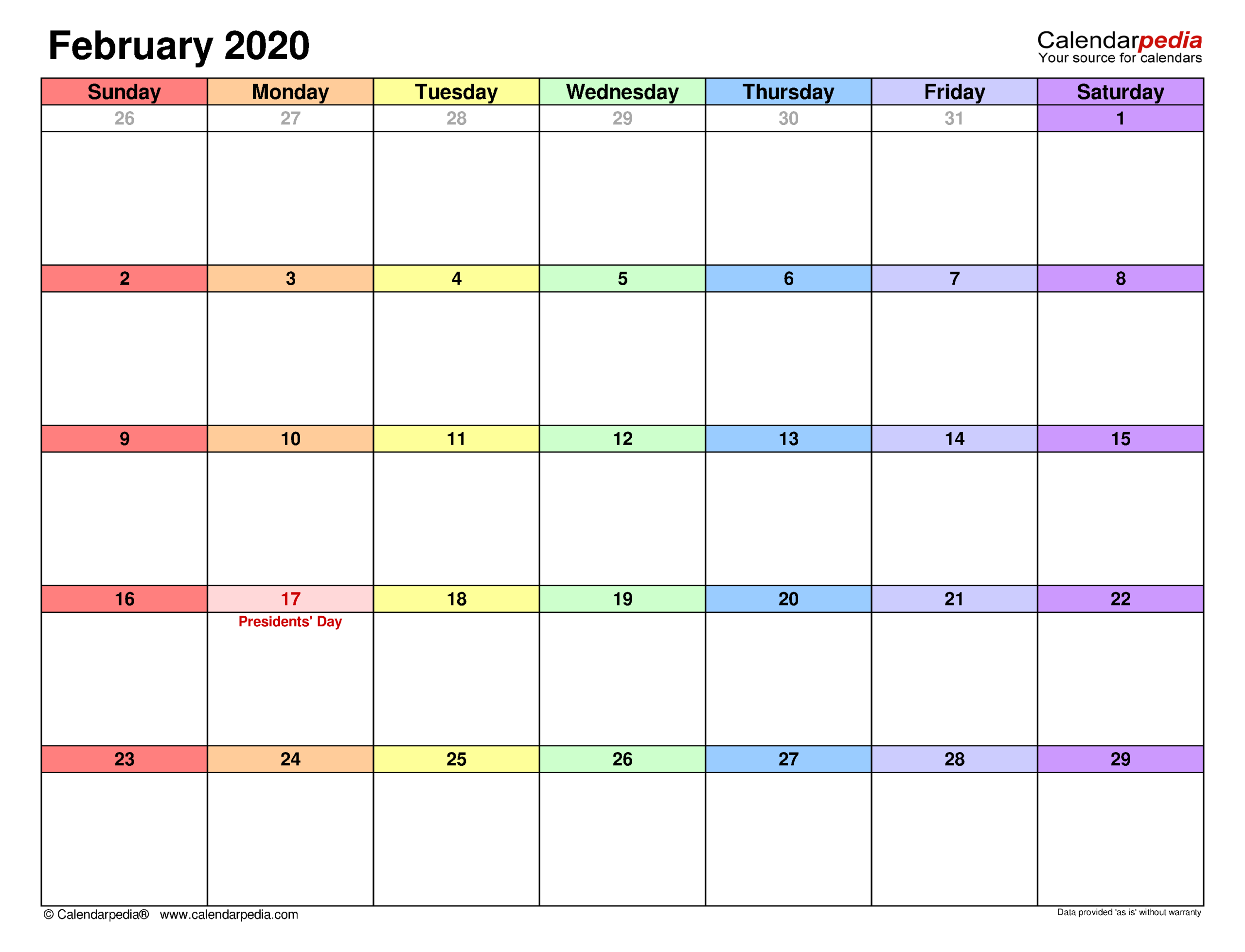 February 202 Calnedar Template Calendar Design