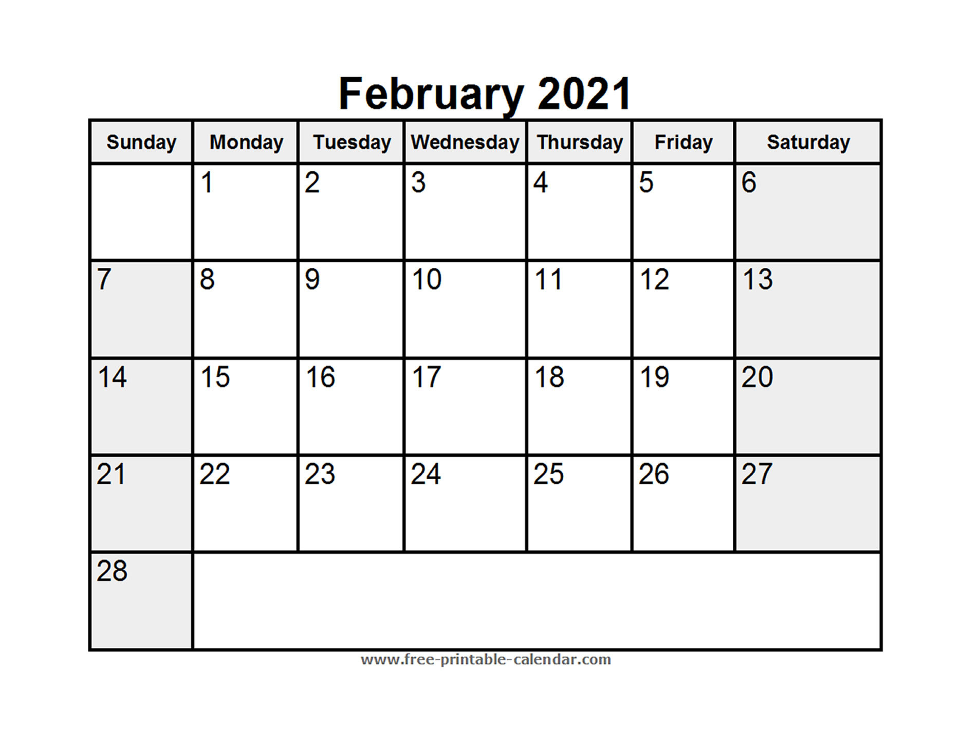 Feb 2021 Calendar - Template Calendar Design