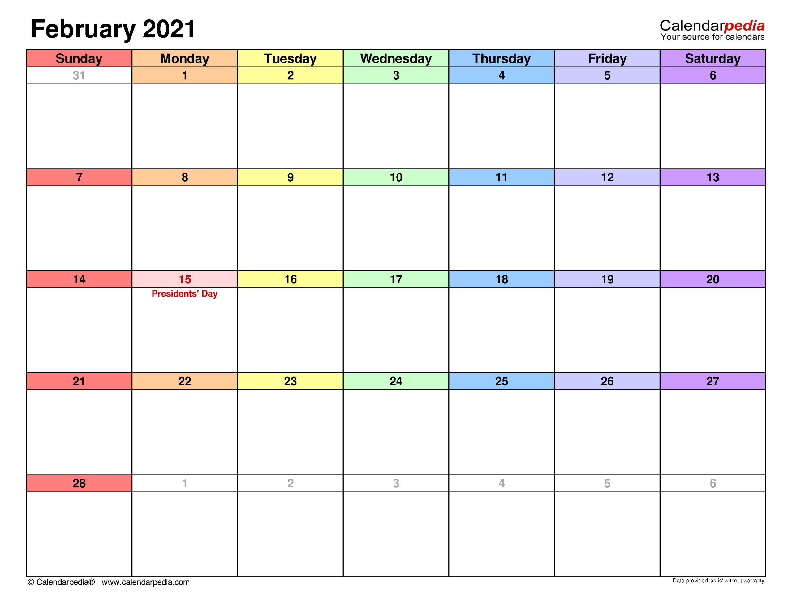 February 2021 Calendar | Templates For Word, Excel And Pdf  February 2021 Calendar