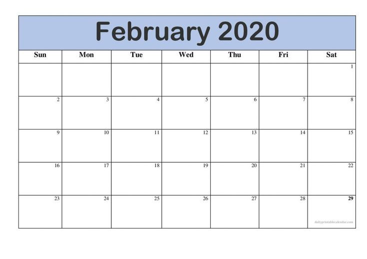 Fillable Blank February Calendar 2020 Printable Editable  Editable Blank Calendar Template