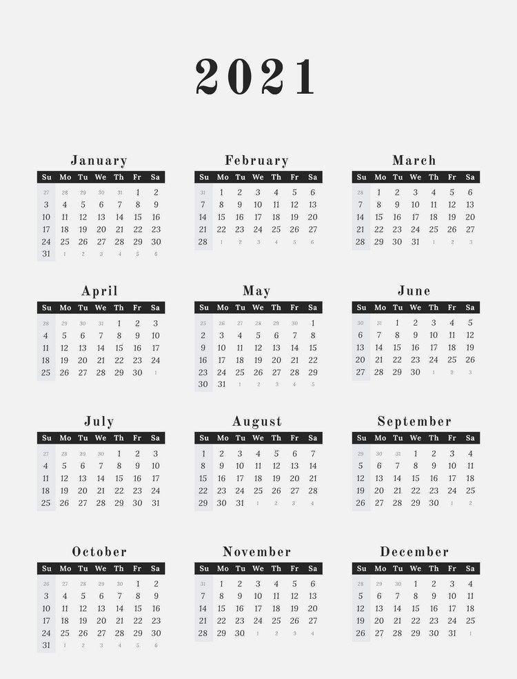 Free 12 Month Word Calendar Template 2021 : Free Printable  2021 Yearly Calendar Printable Free With Notes