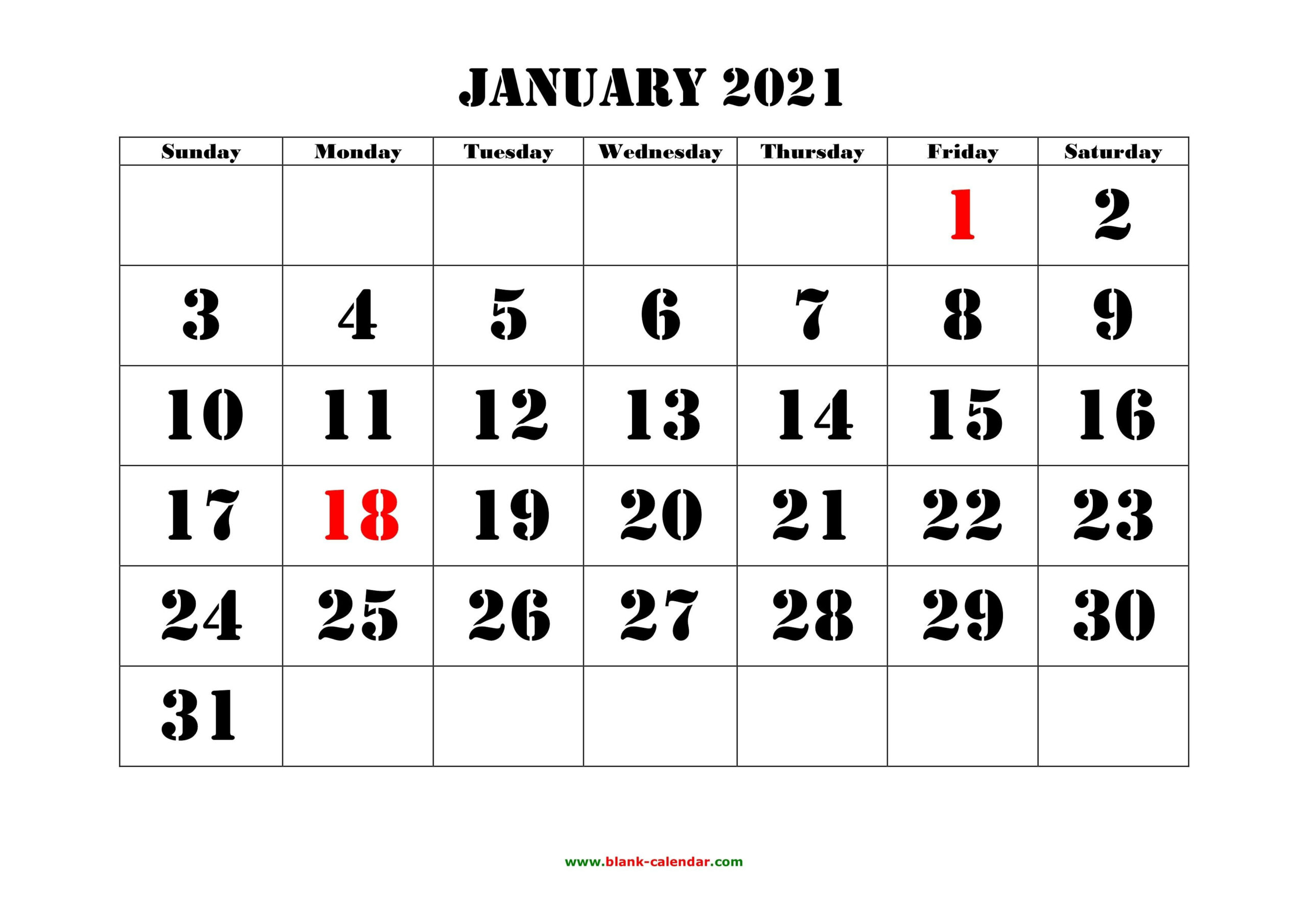 Free 2021 Yearly Calender Template / 12 Month Colorful  2021 Free 12 Month Printable Monthly Calendar