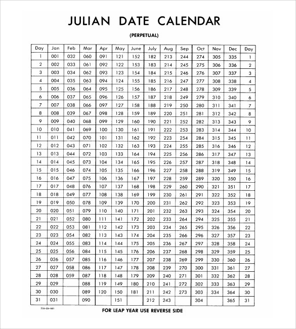 Free 7+ Julian Calendar Templates In Pdf | Psd  Army Julian Date