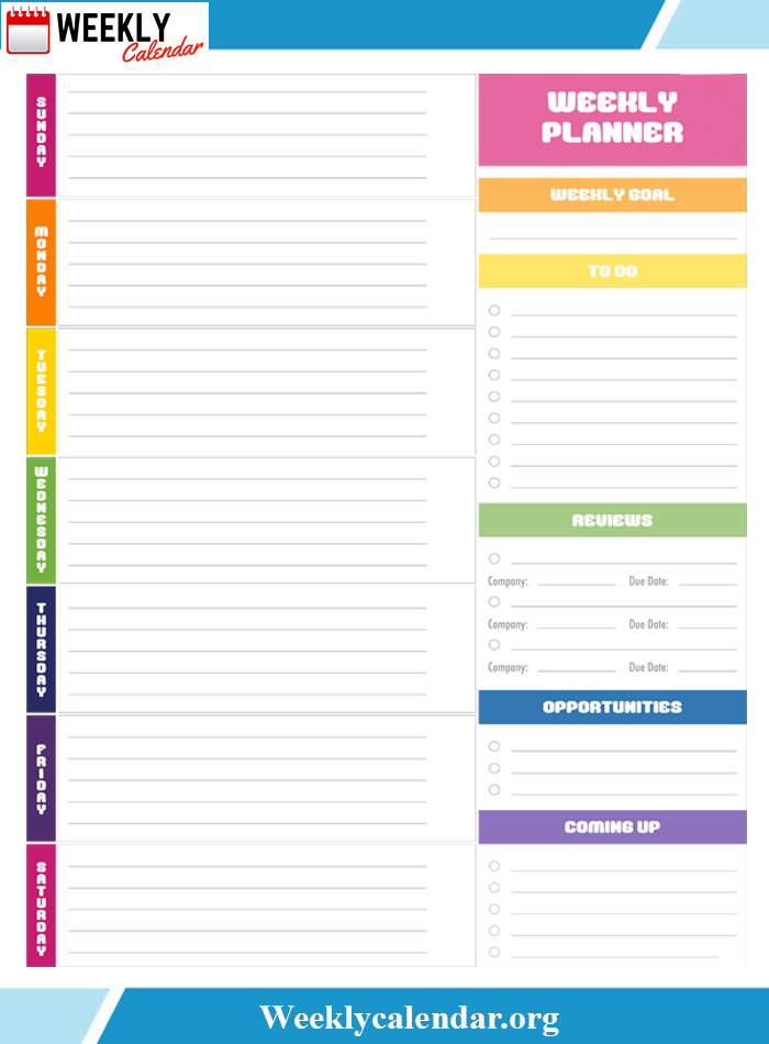 Free Blank Printable Weekly Calendar 2020 Template In Pdf  Blank Weekly Schedule Planner