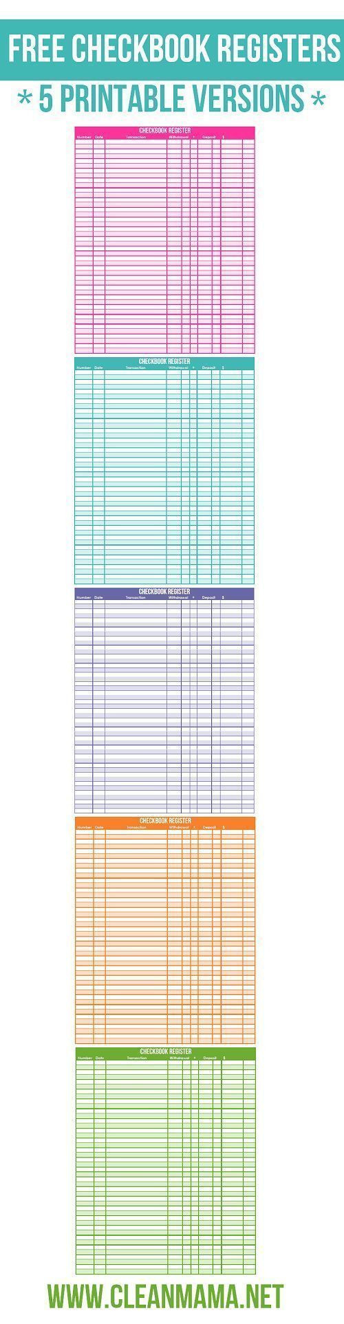 Free Checkbook Registers - 5 Printable Versions  Small Printable Calendar Check Register