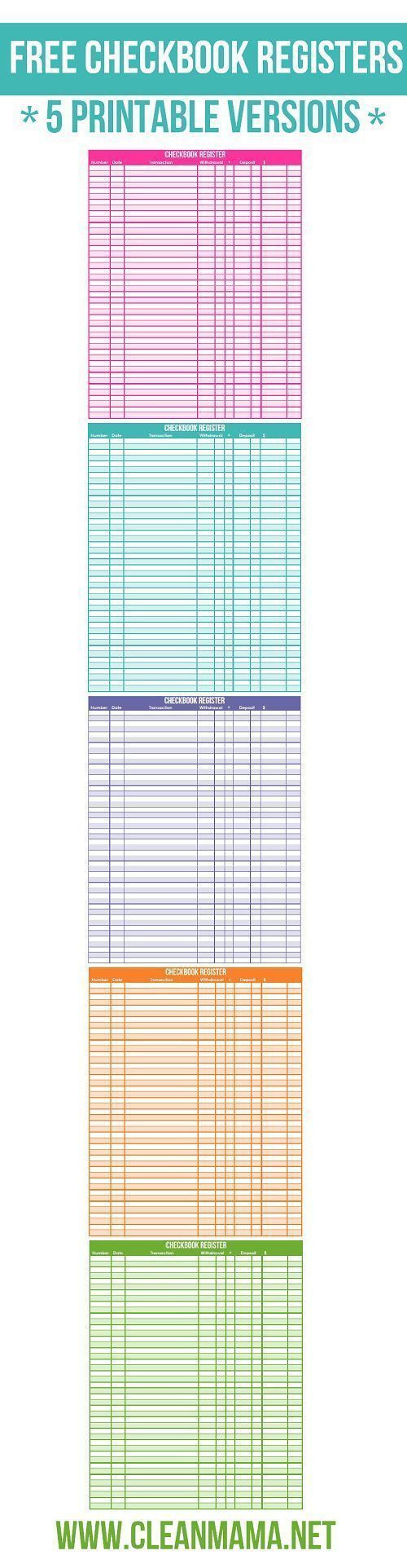 printable checkbook register calendar