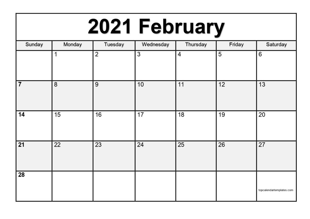 Free February 2021 Calendar Printable (Pdf, Word)  Feb 2021 Calendar