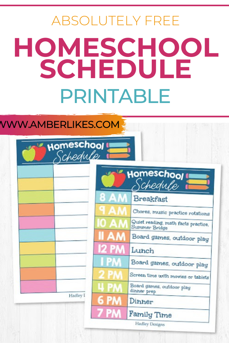 Free Homeschool Schedule Printable | Homeschool Daily  Free Printable Homeschool Daily Schedule