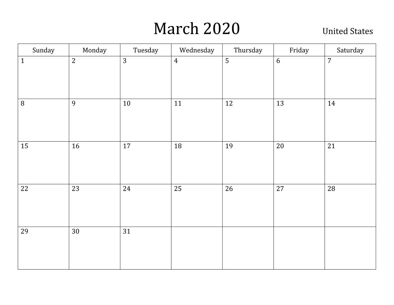 Free March 2020 Printable Calendar - Blank Templates - In  Free Full Page Monthly Calendar Printable
