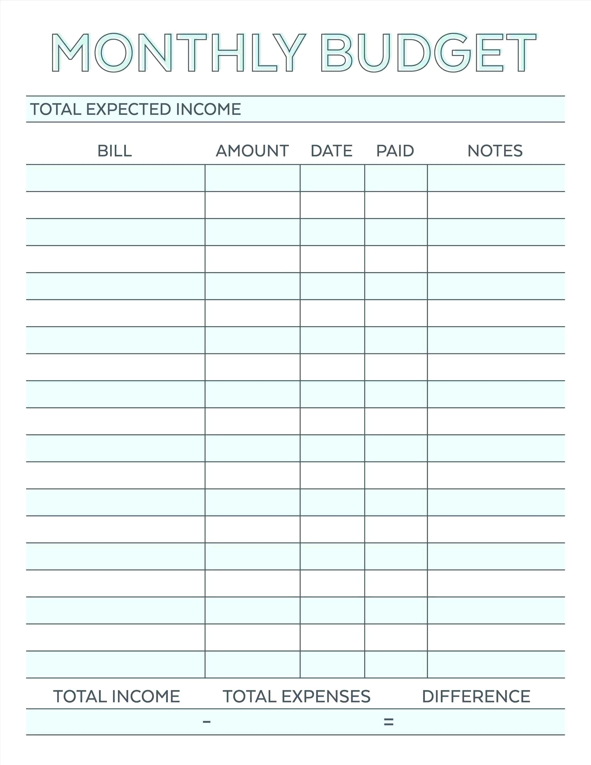 Free Monthly Payment Sheet - Template Calendar Design  Pdf Monthly Bill Worksheet