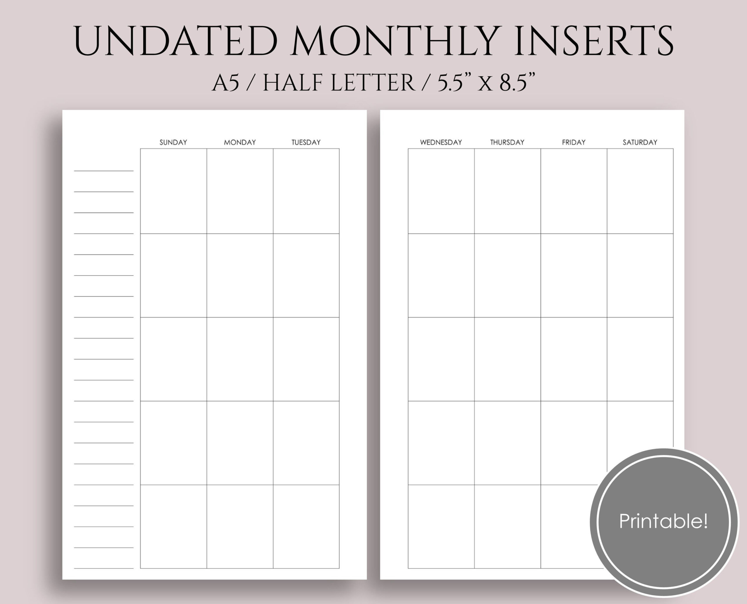 Free Printable Calendar Refills For Planners | Calendar  Printable Blank Calendar Page Template