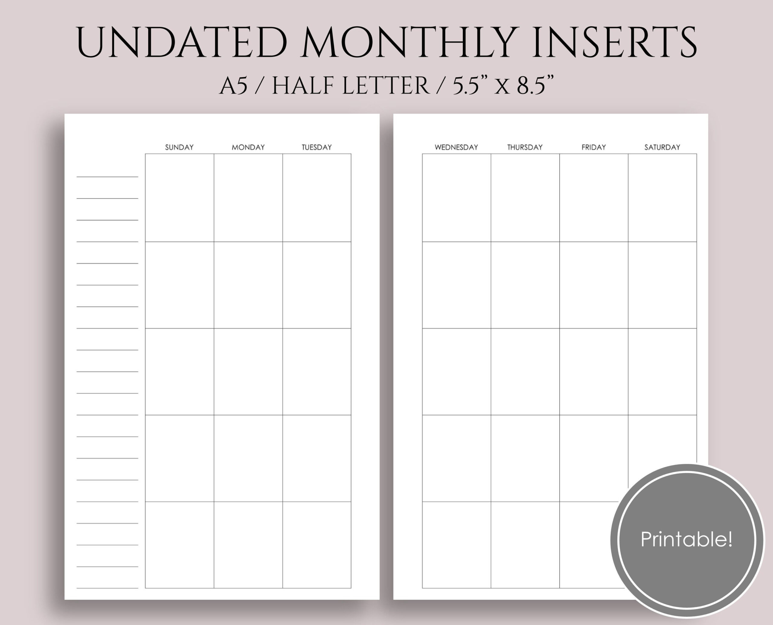 Printable Blank Calendar Page Template Template Calendar Design