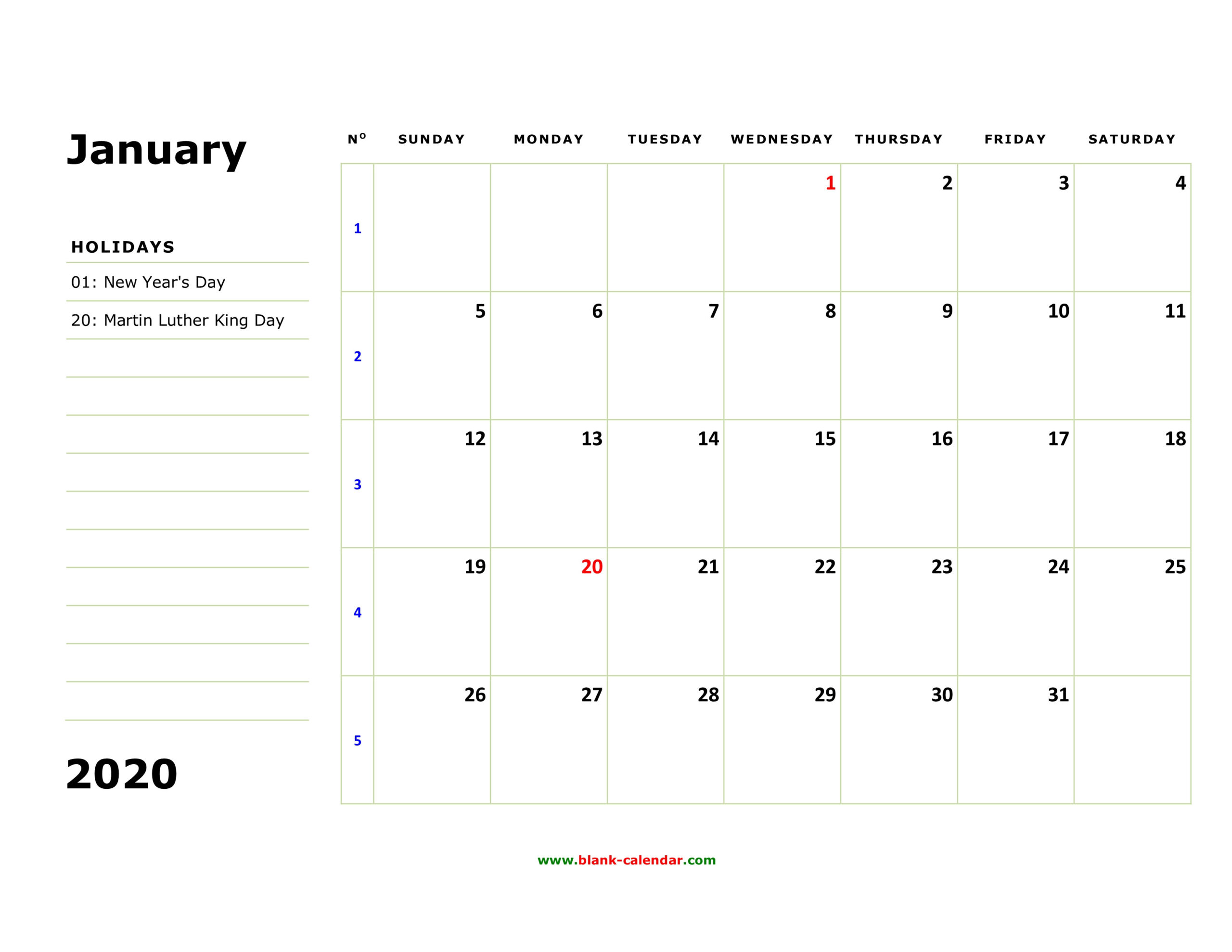 Free Printable Calendar With Large Boxes 2020 | Calendar  Free Printable Calendars Large Print