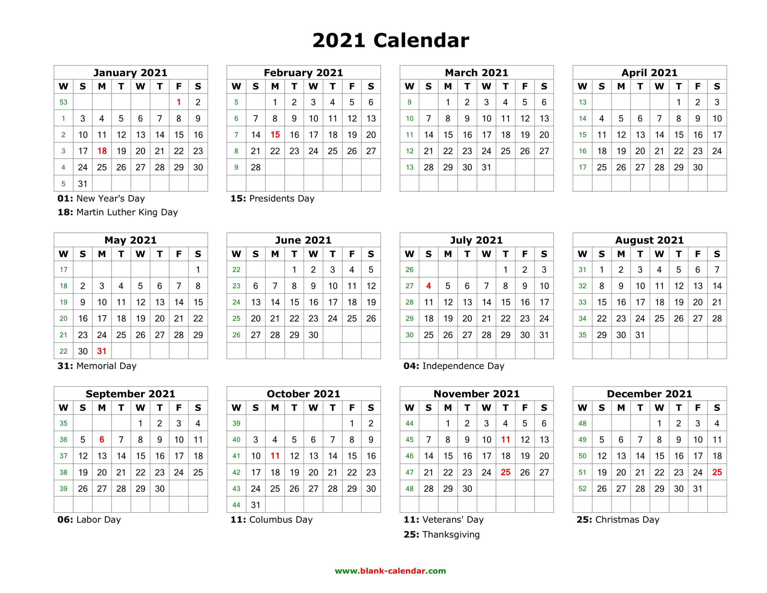 Free Printable Calendar Year 2021 | Calendar Printables  Free Full Year Printable Calendar 2021