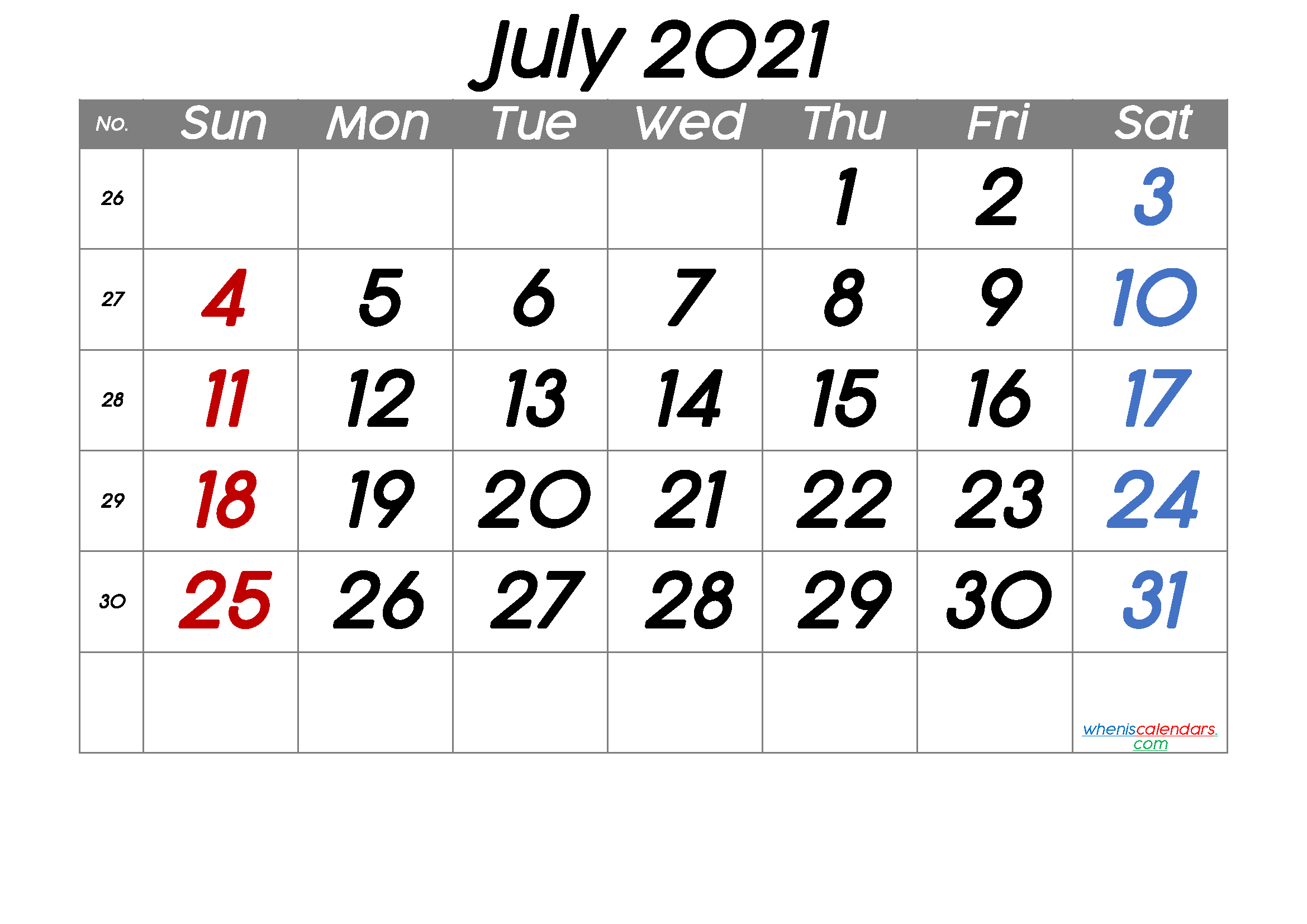 Free Printable July 2021 Calendar (Premium)  Small December 2021 Calendar Printable