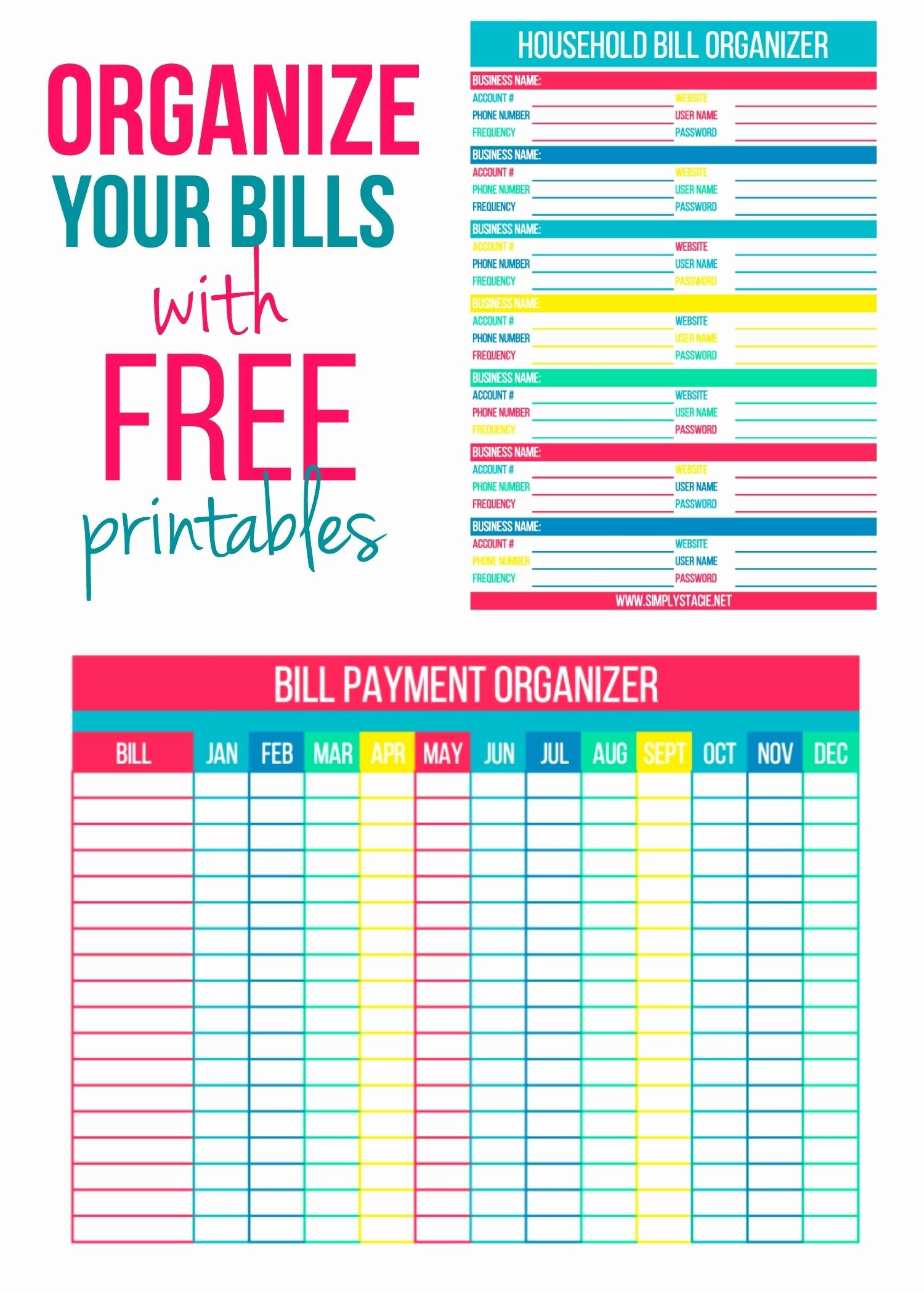 Free Printable Monthly Bill Chart | Example Calendar Printable  Printable Bill Tracker Template