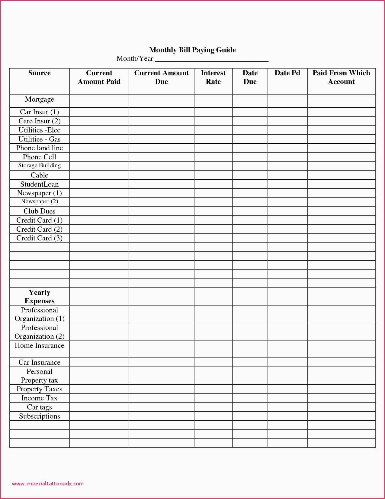 Free Printable Monthly Bills Chart | Calendar Template  Printable Bill Tracker Template