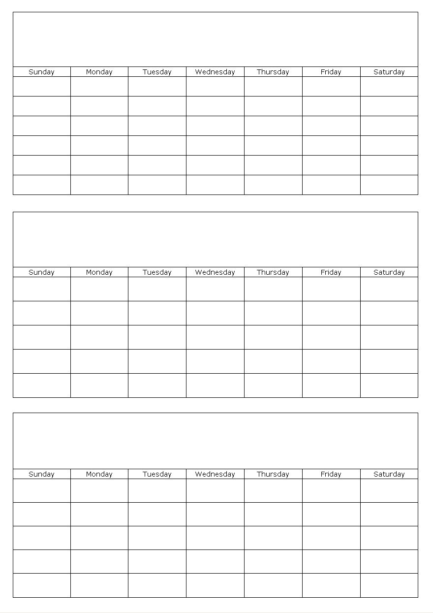 Free Printable Three Month Calendar - Template Calendar Design  Three-Month Calendar Template