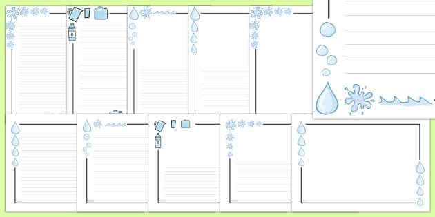 Free! - Water Page Borders (Teacher Made)  Front Page Of Water Challenge Template Free