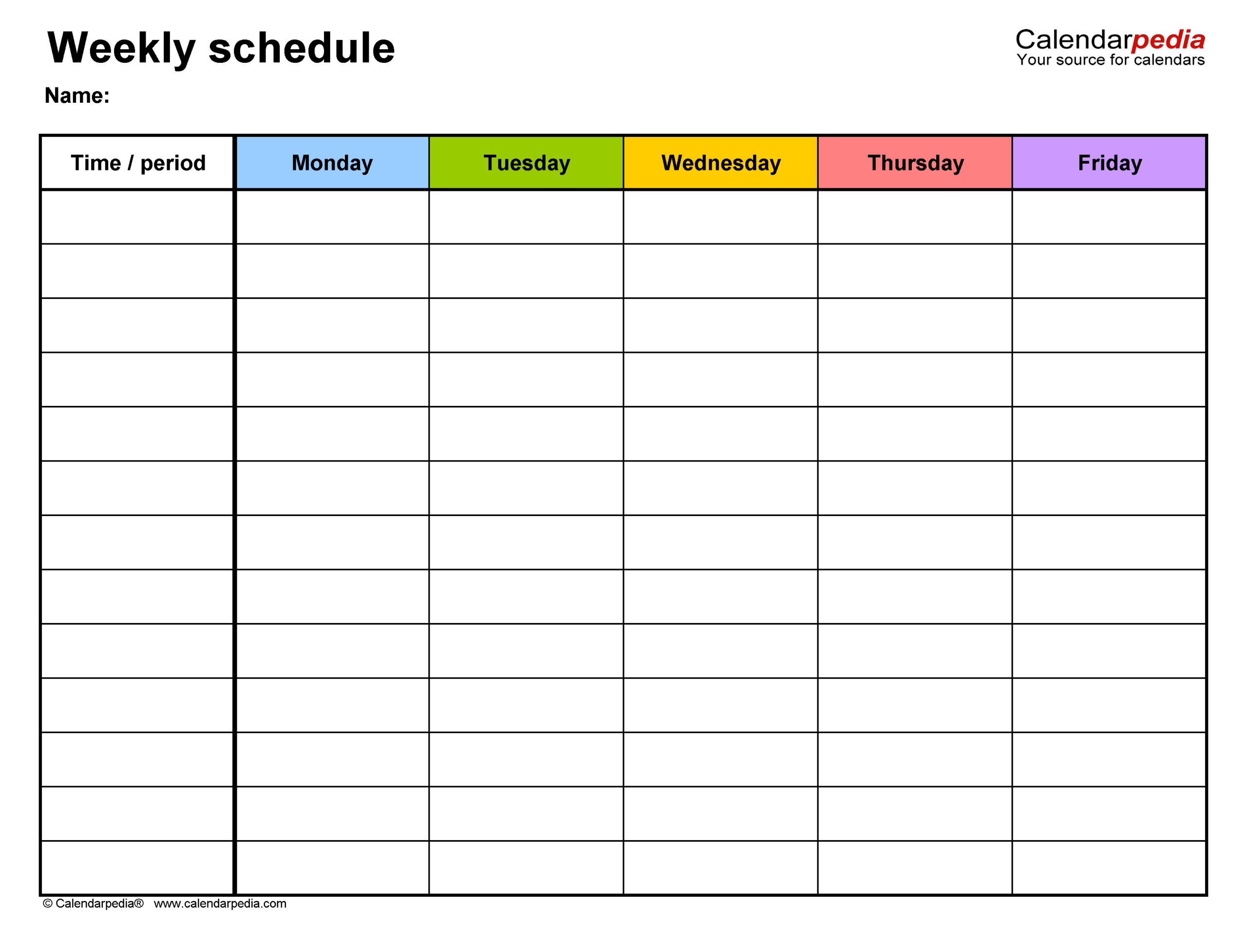 Free Weekly Schedules For Pdf - 18 Templates  Days Of The Week Grid For Workers Hours