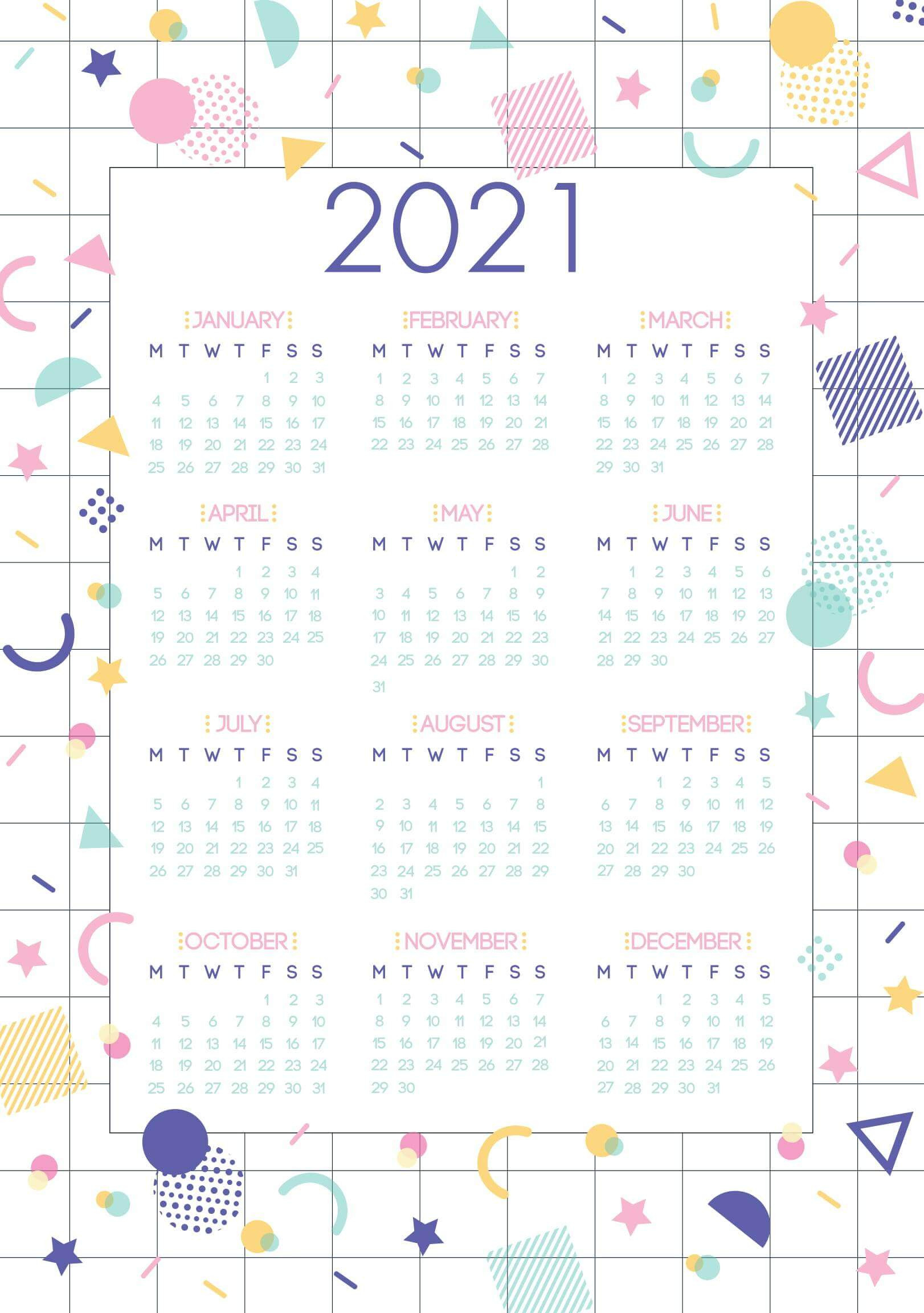 Free Yearly Calendar With Notes 2021 Template - One  2021 Yearly Calendar Printable Free With Notes