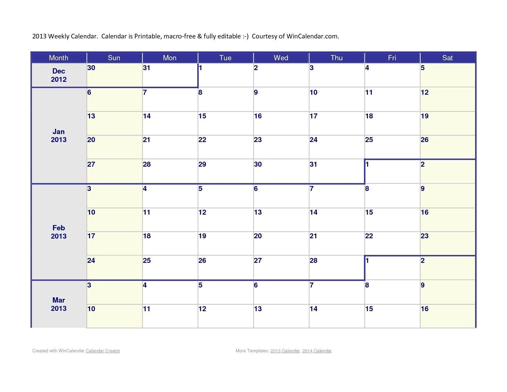 ThreeMonth Calendar Template Template Calendar Design