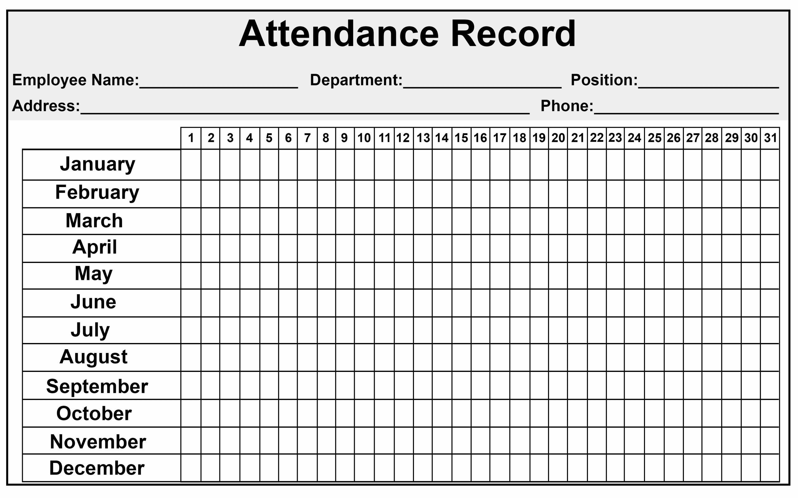 Free 2021 Absentee Sheet - Template Calendar Design