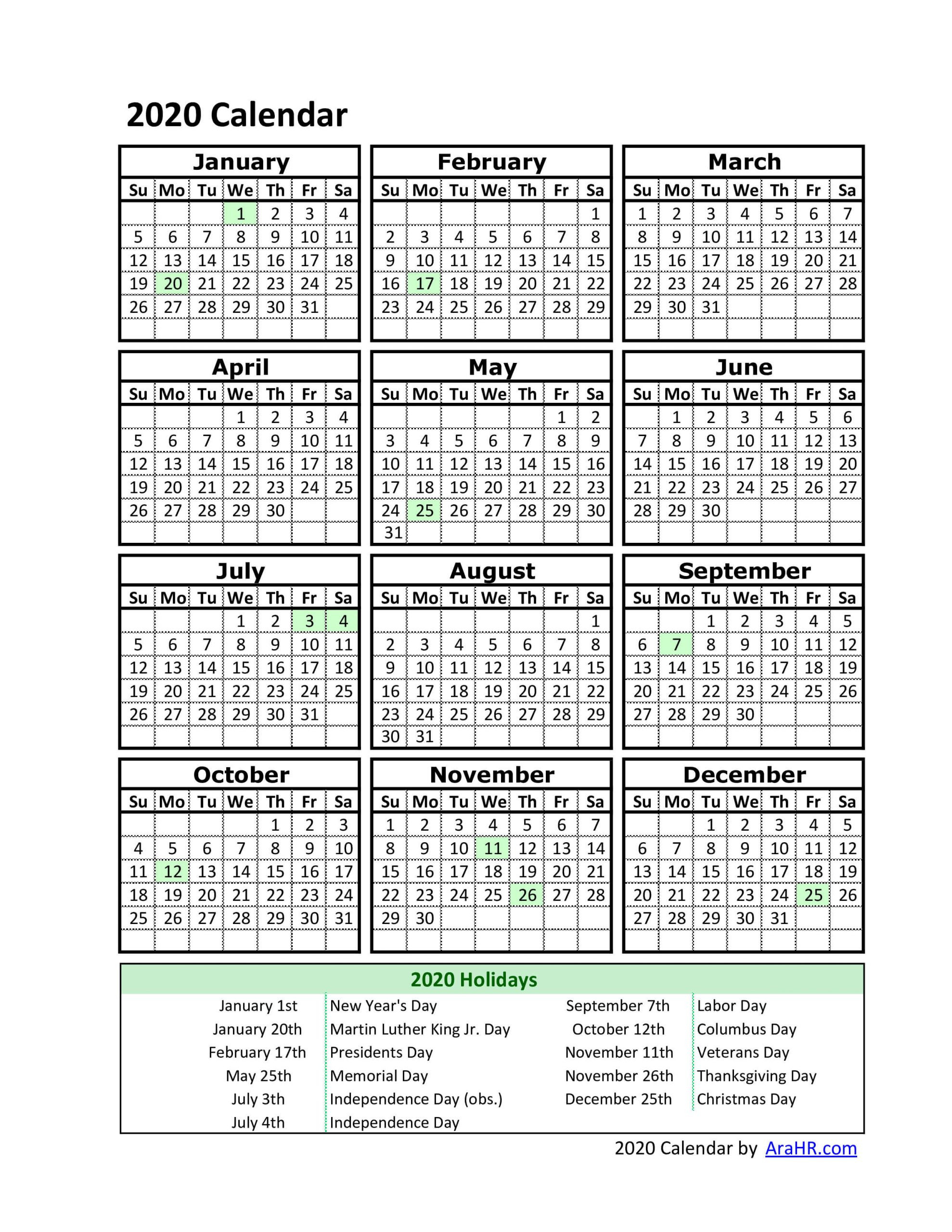 Get Yearlong Calendars To Print Foor 2020 And 2020  Downloadable 2021 Attendance Calendar